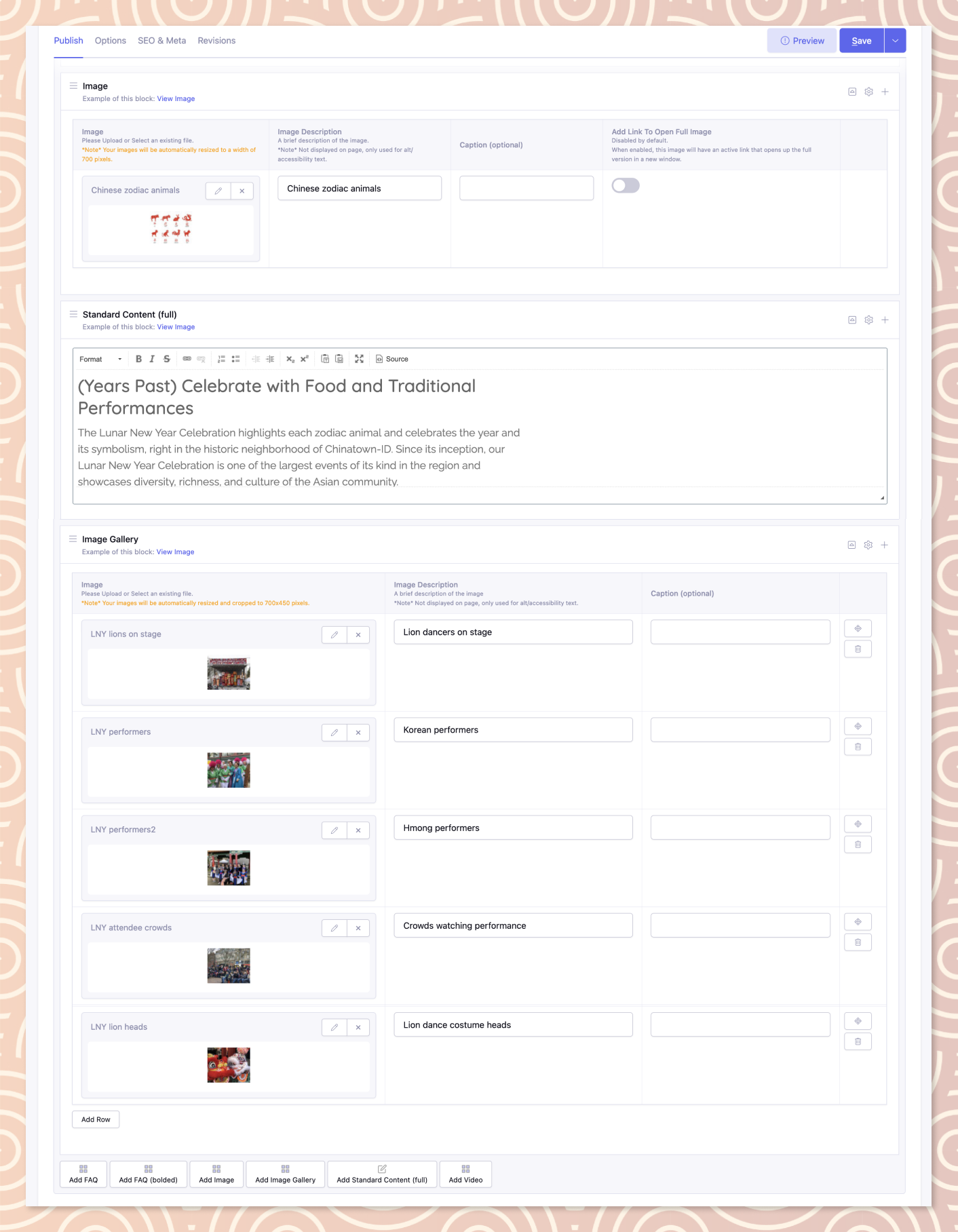 CMS Example - Content Blocks