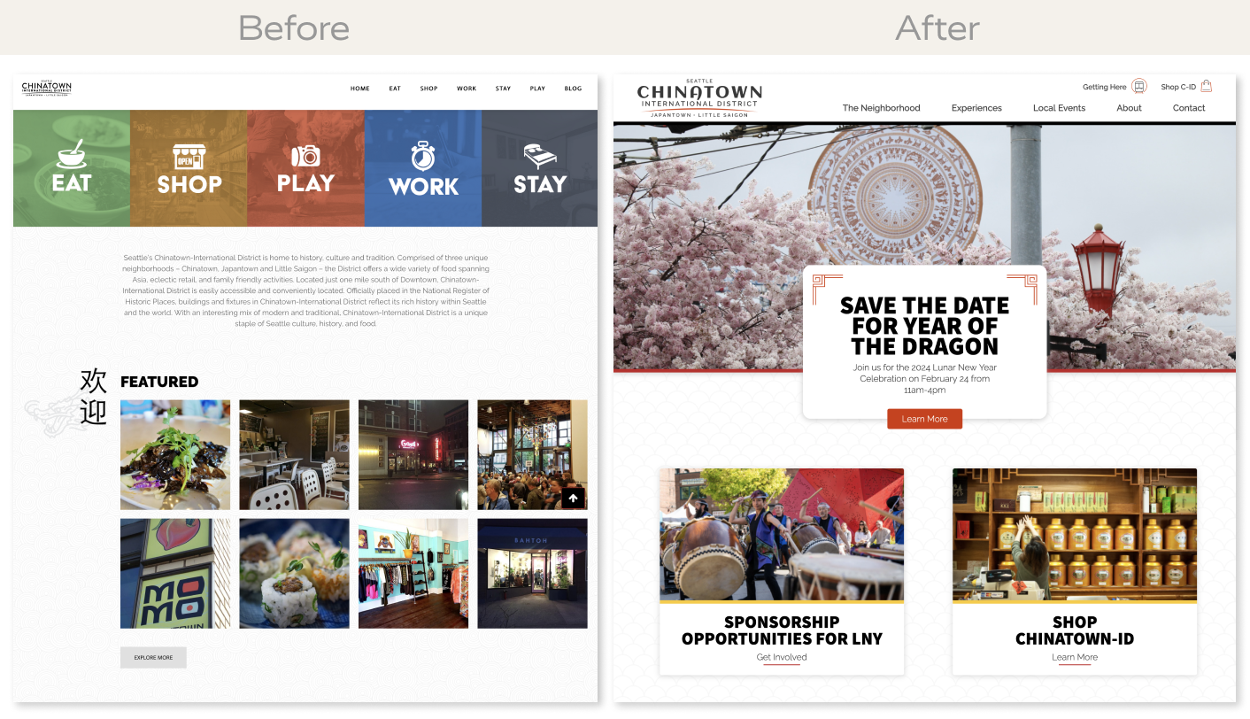 Homepage - Before and After example