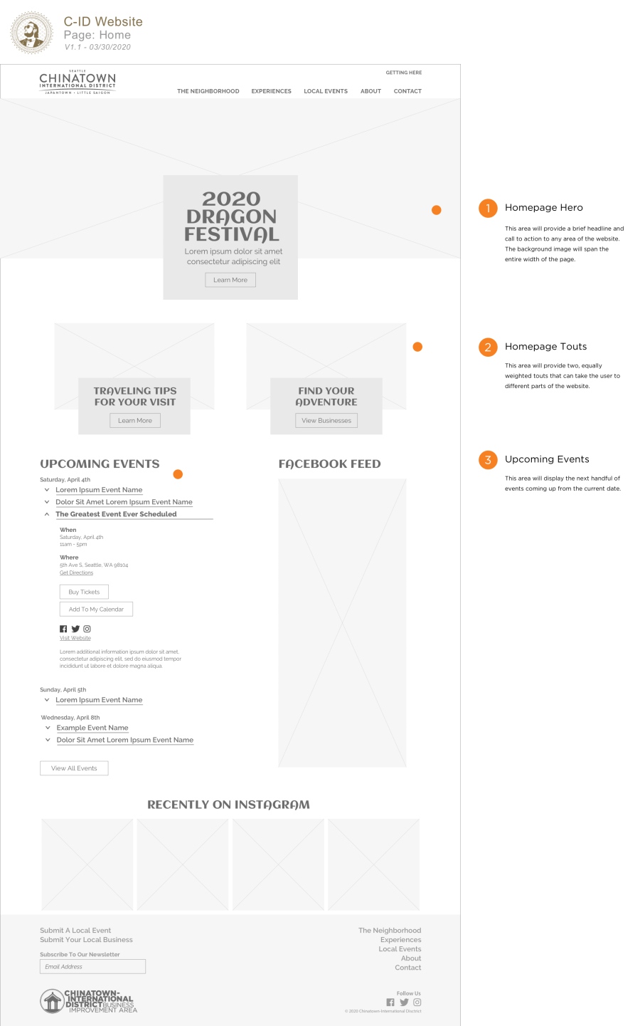 Wireframe example - Homepage