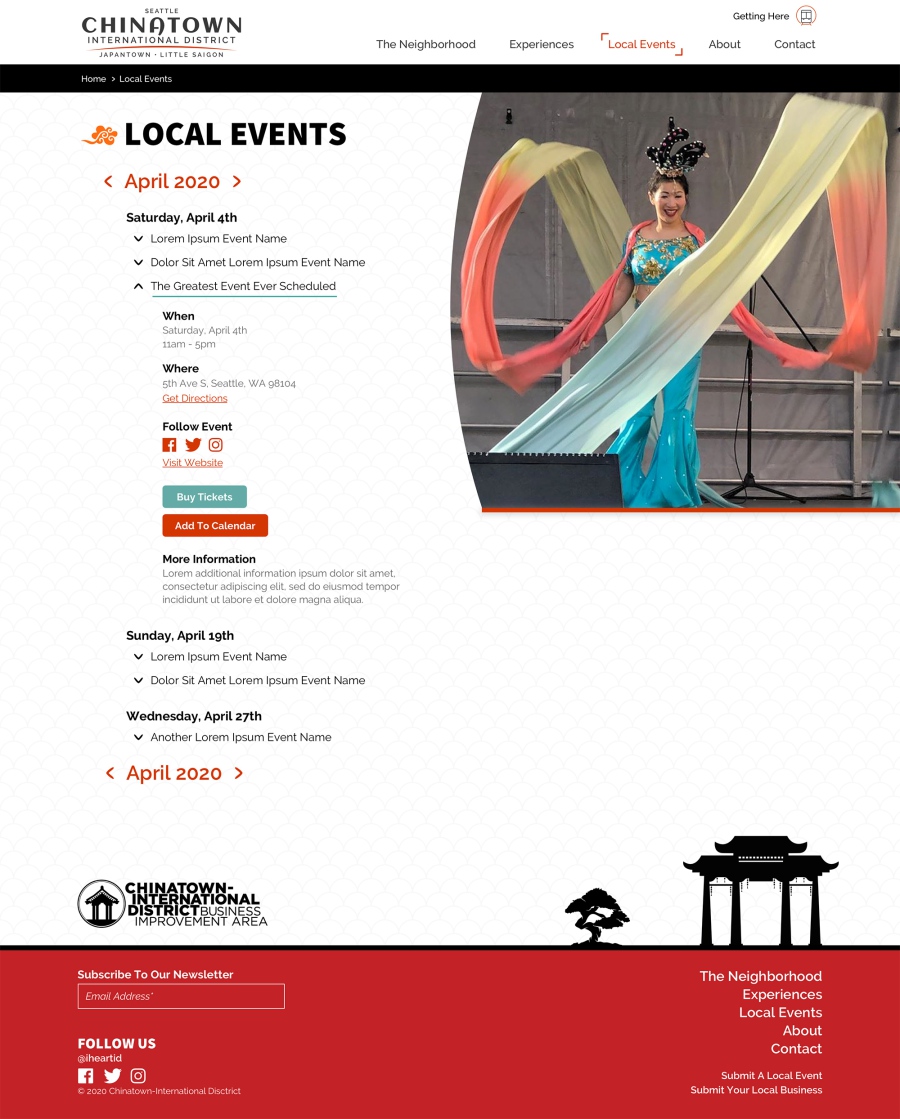 Events Calendar - Design Comp